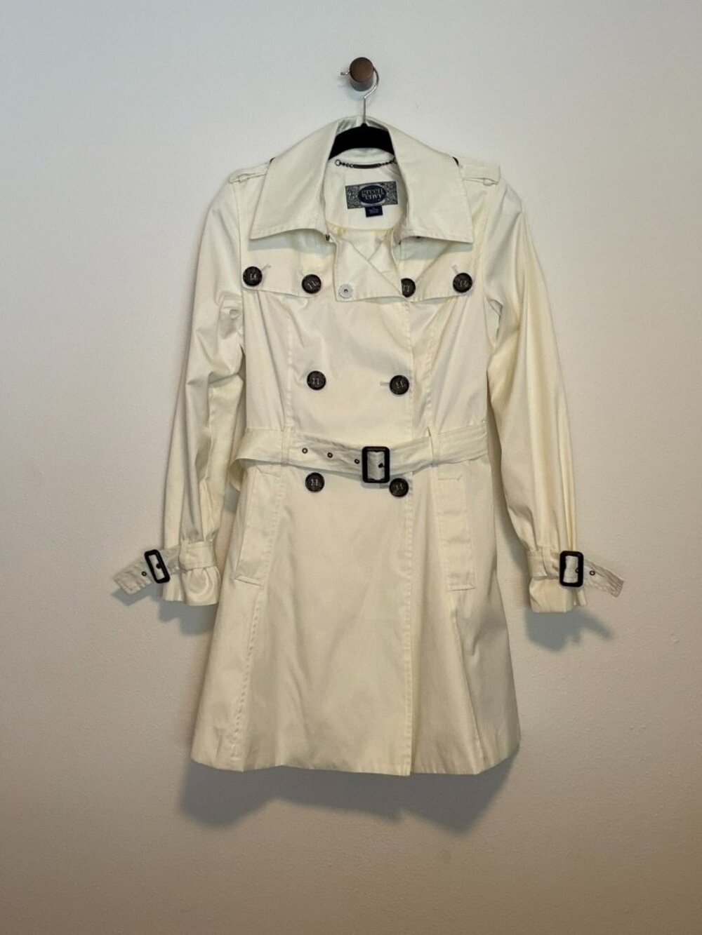 Green with Envy Ivory Belted Trench Coat Size M